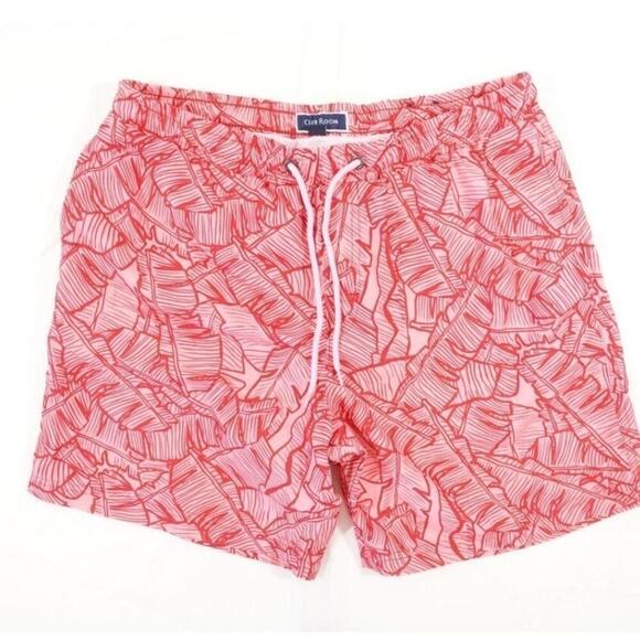 CLUB ROOM Mens Printed Polyester Swim Trunks Tropical Swim Trunks, - Picture 3 of 5